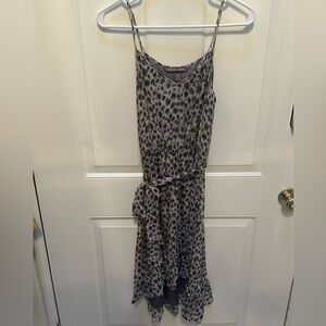 Charlie Jade spaghetti strap high low dress silk leopard print size S